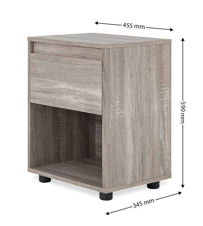 Nightstand End Table with Open Shelf-White or Oak