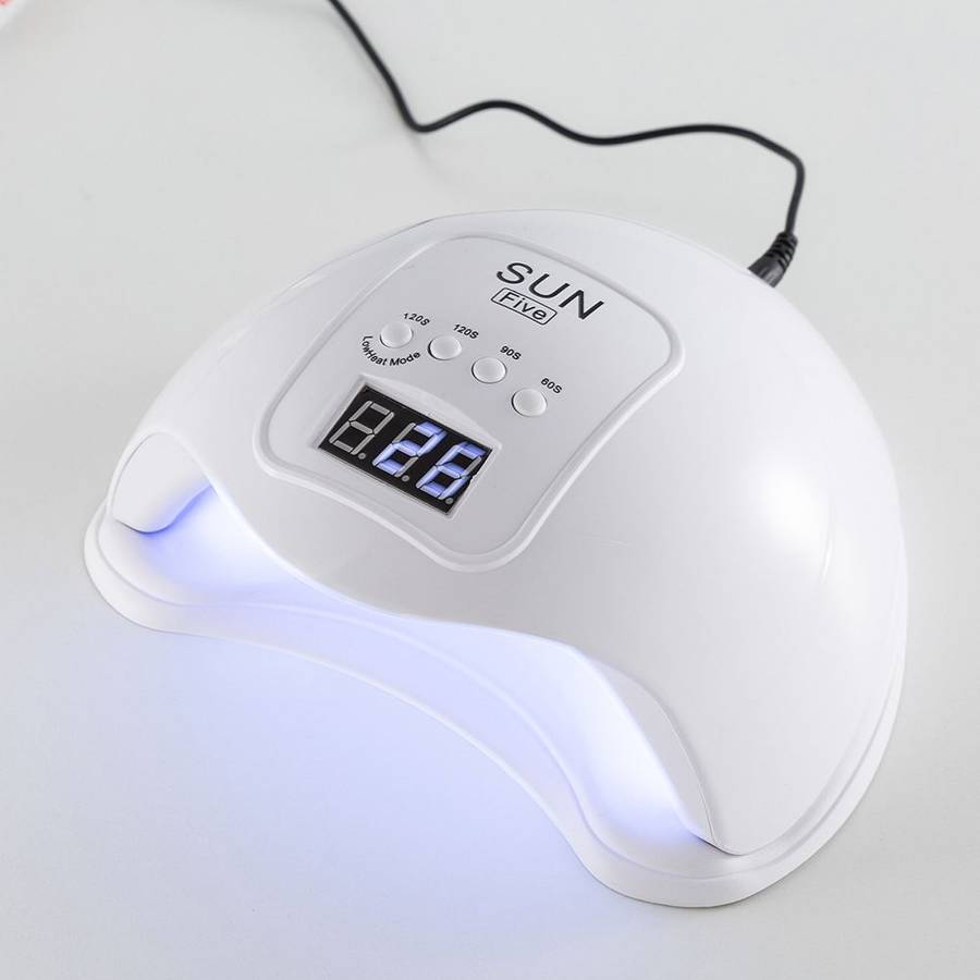 48W SUN Five Nail Curing Drying Lamp with Infrared Sensing Auto on Function - White