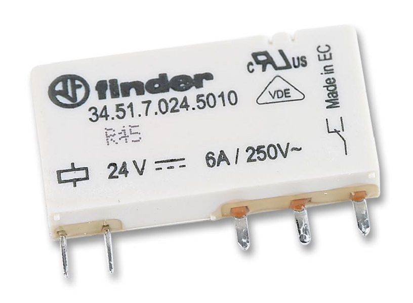 Finder (34.51.7.024.0010) General Purpose Relay, SPDT, 24 VDC, 6 A