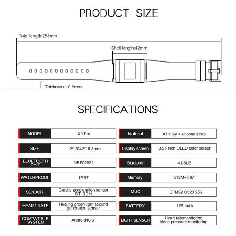 Techme X9 Pro Heart Rate Smartband - Open Box