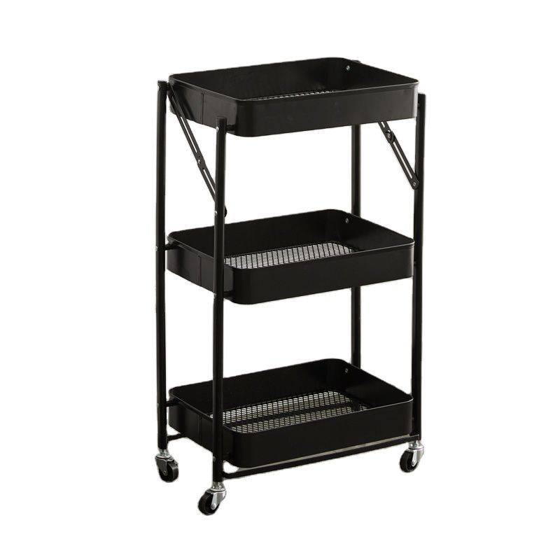 3 Layer Foldable Food Trolley Storage Cart Organizer