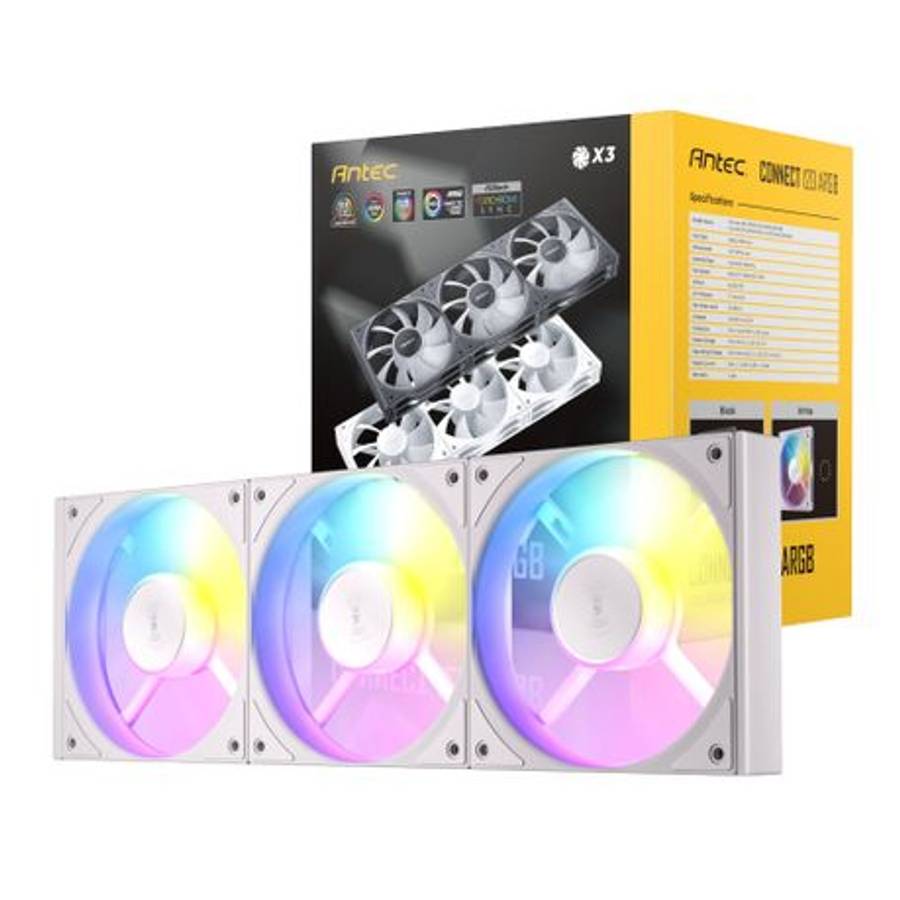 Antec - Connect 120 ARGB PWM Fan 3 Pack - White - Antec - Connect 120 ARGB PWM Fan 3 Pack - White