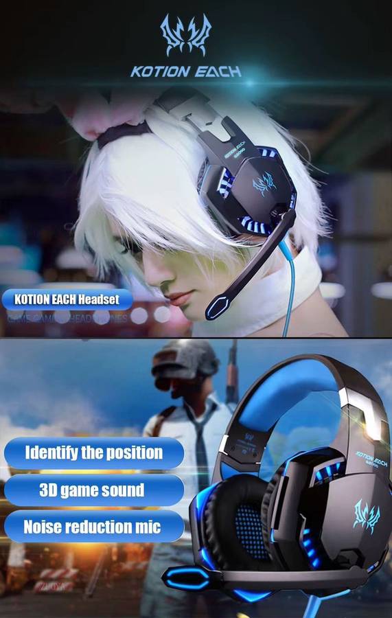 Gaming Headphones With Mic + LED Light- Noise Canceling Pro Headsets - (GC