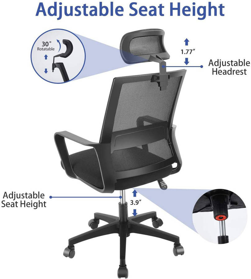 Office Executive Chairs with Headrest - Pack of 2  Black Colour