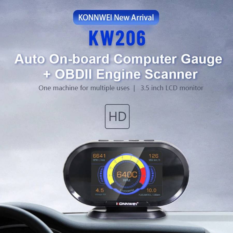 KONNWEI KW206 Auto On-board Computer Gauge + OBD2 Engine Scanner