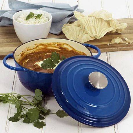 Authentic Cast Iron Dutch Oven Cookware Pot 7 Pcs Set- Blue