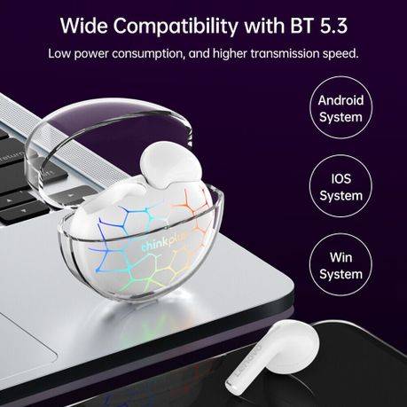 LENOVO - LP80 - RGB Lighting Transparent Design Wireless Earphones - Black