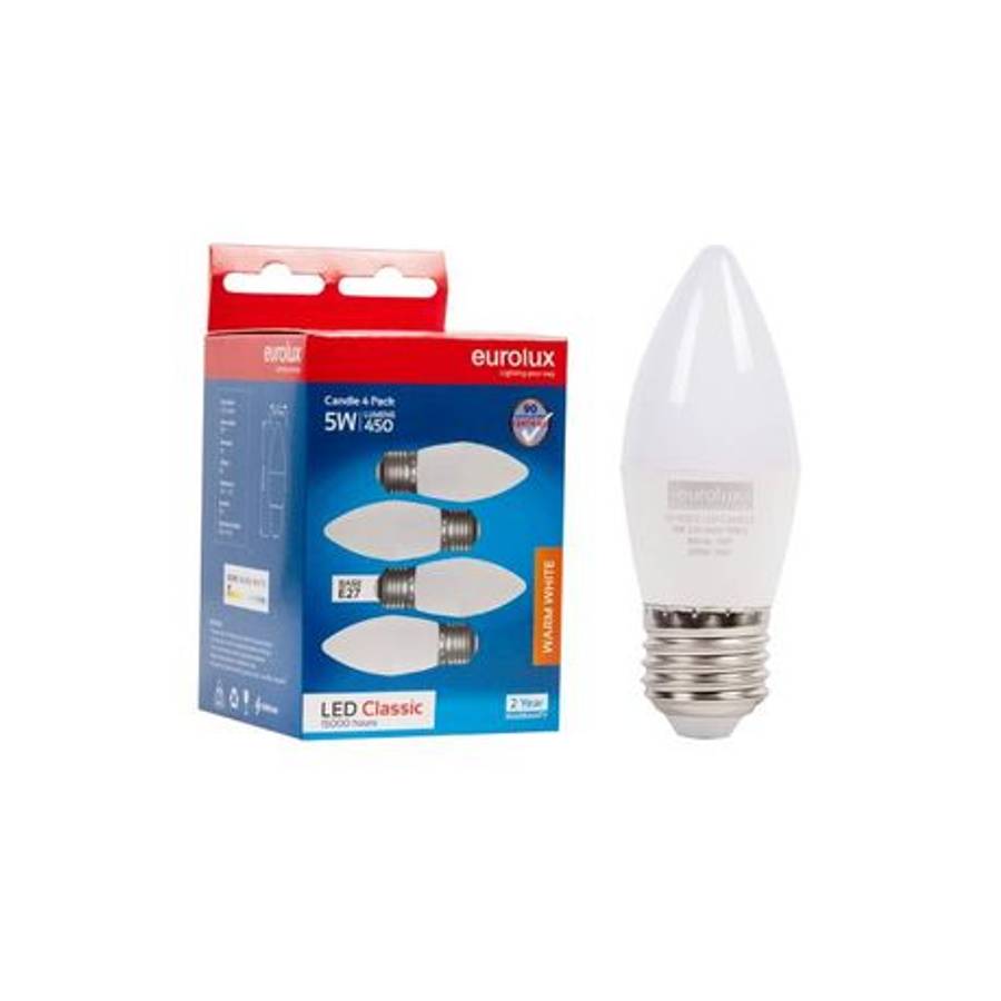 Eurolux - 5W Candle E27 LED - 4 pack - Eurolux - 5W Candle E27 LED - 4 pack