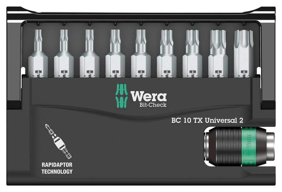 Wera (05057115001) Bit Set, Universal Holder, Bit Check, Torx, 11 Piece