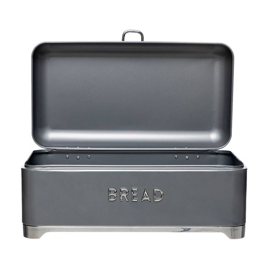 DH - Breadbin Retro Design with 3 Piece Matching Canister Set - Grey