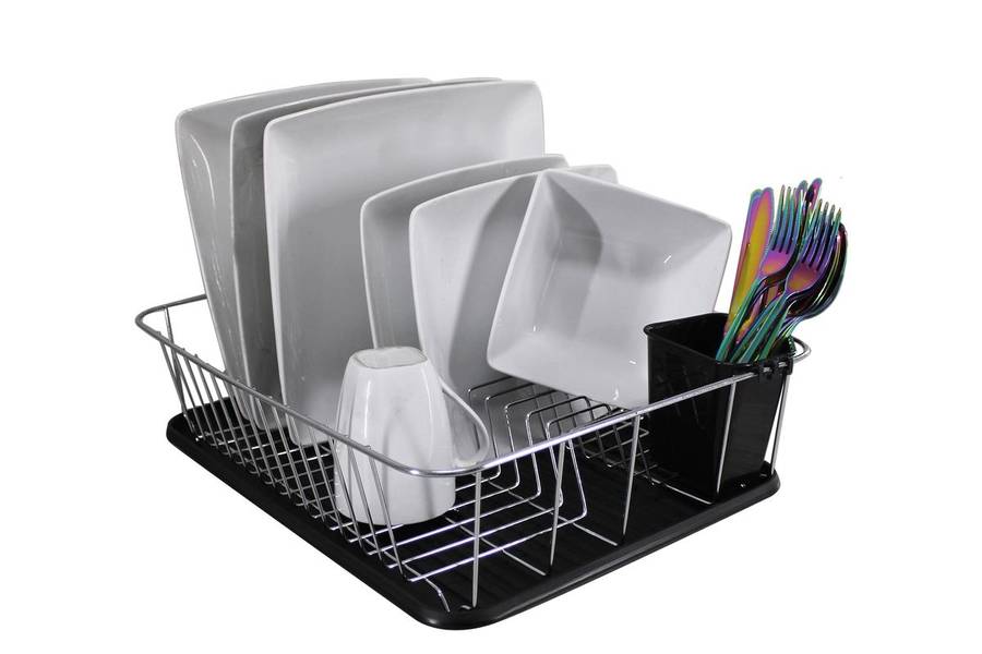 Stainless Steel Draining Dish Rack with Drip Tray and Cutlery Drainer (PLEASE READ DESCRIPTION)