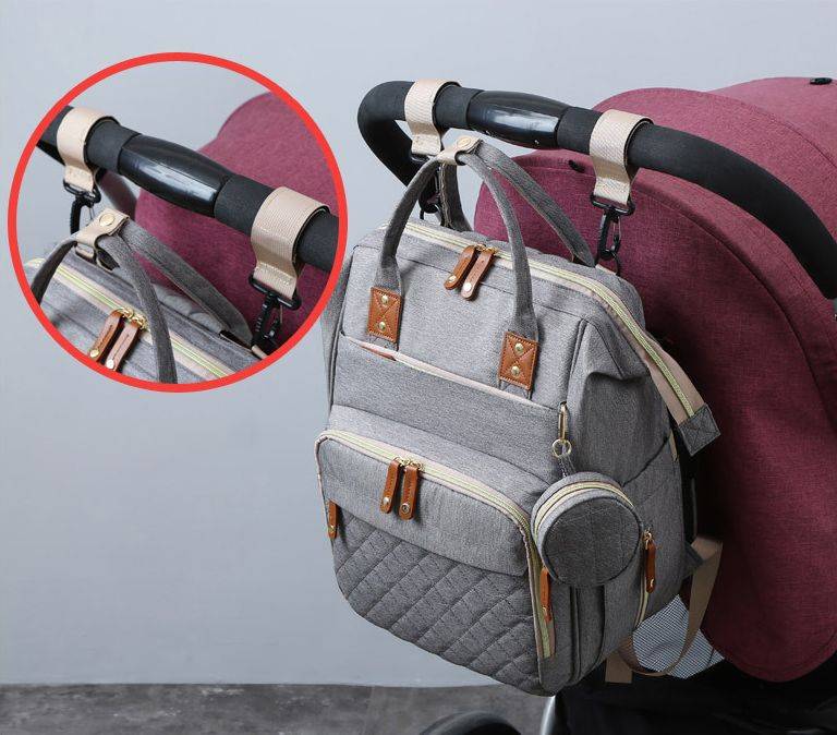 Multi-functional baby diaper bag & Bed - Grey