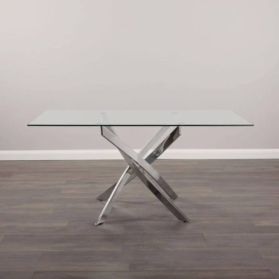 Glass Top Dining Table- Silver Legs
