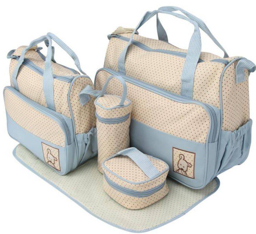 5 In 1 Baby Diaper Bag- Light Blue