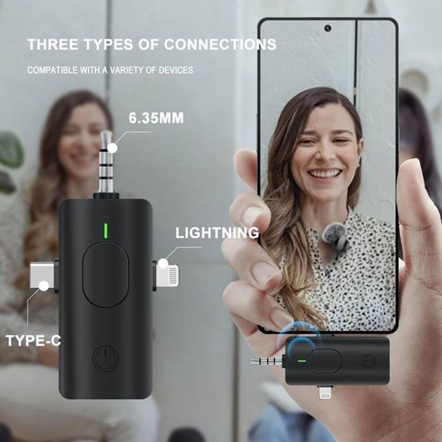 3 In 1 Wireless Microphone Mic For Vlogging / TikTok / YouTube /Live Record