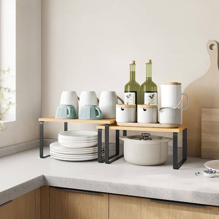Stackable Kitchen Cabinet Organiser Shelf Counter Storage