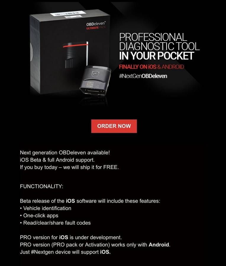 Obdeleven Next Gen Audi VW Bluetooth Diagnostic Tool for iOS & Android