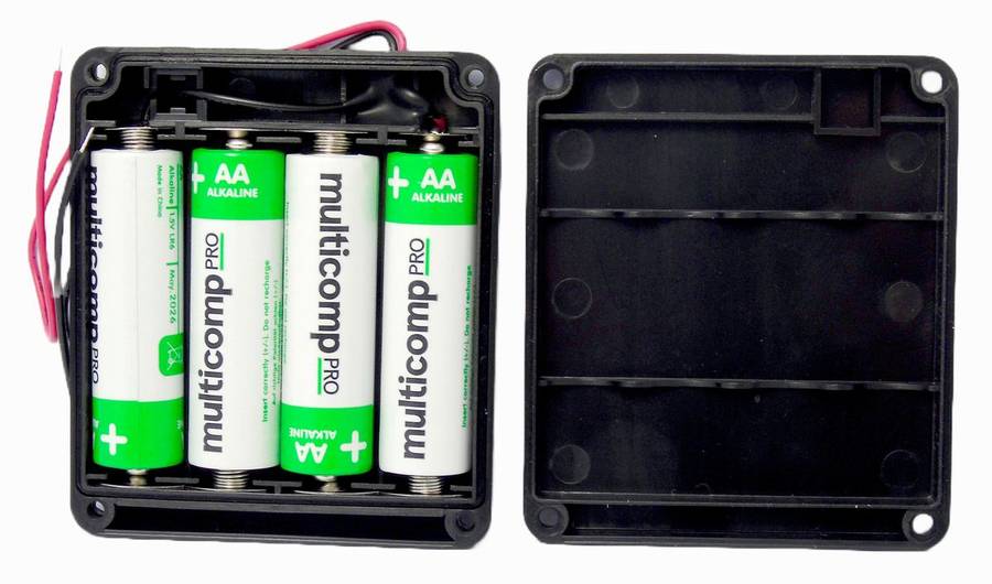 Multicomp Pro (MP010066) Battery Holder - 4xAA Size, 150mm, Screw, IP65