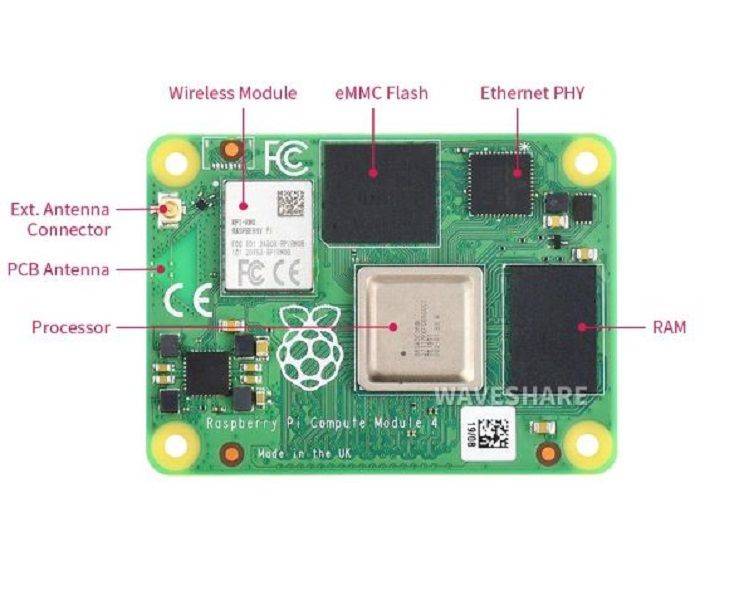 Raspberry-Pi (CM4001000) Compute Module 4 Lite, 1GB RAM, ARM Cortex-A72