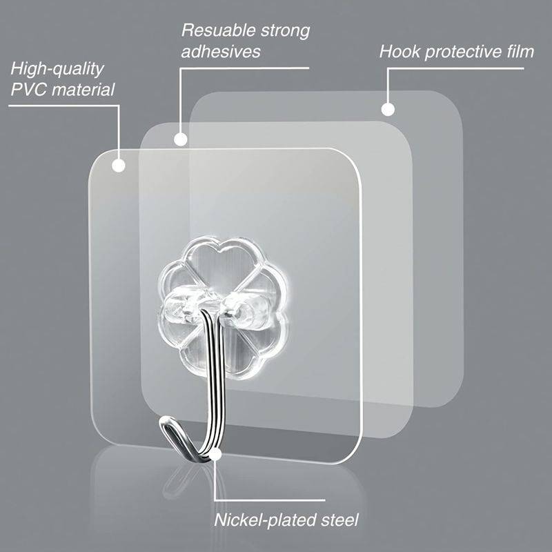DHAO 5 Pack Heavy Duty Self Adhesive Hooks With Purse Hanger Hook - White