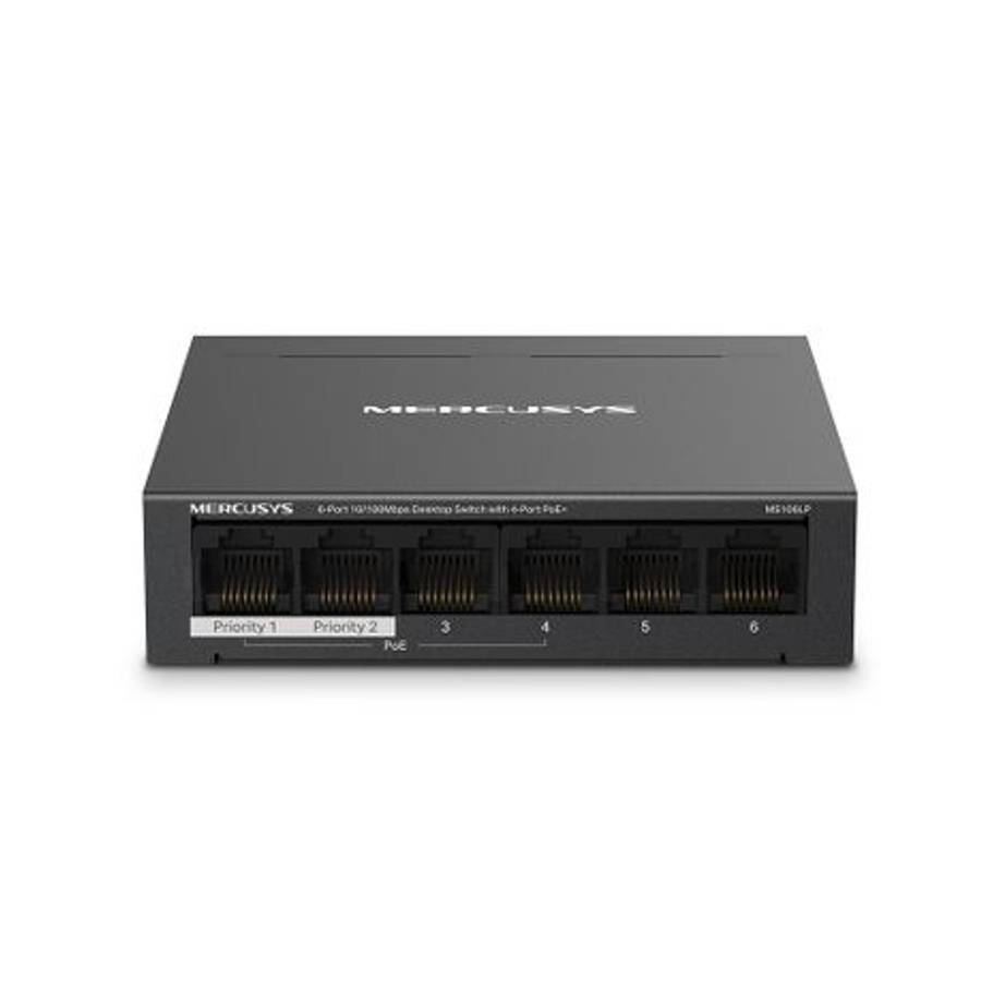 Mercusys - MS106LP 6-Port 10/100Mbps Desktop Switch with 4-Port PoE+ - Mercusys - MS106LP 6-Port ...
