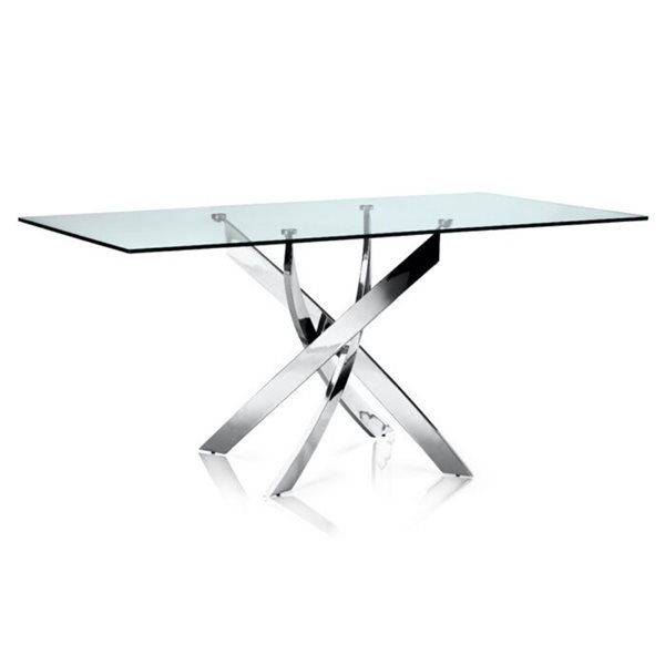 Glass Top Dining Table- Silver Legs
