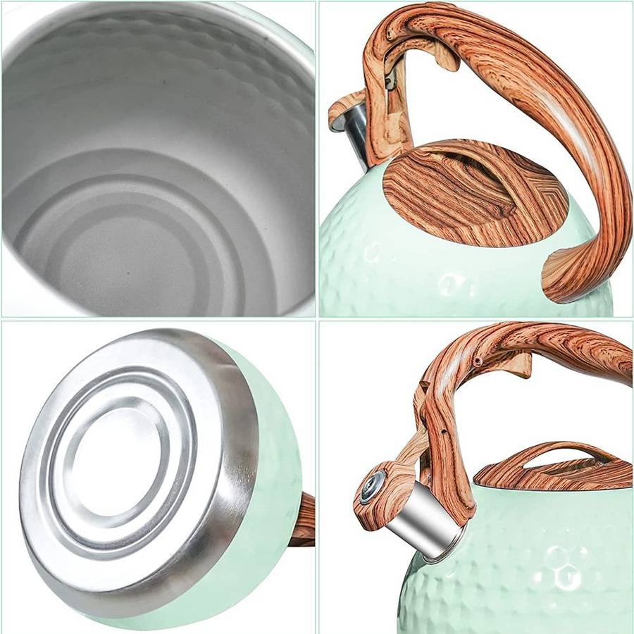Stainless Steel Wood Pattern Handle Loud Whistling Kettles - 3 Litre