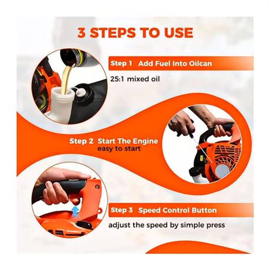 25.4cc 38" 2-Stroke Petrol Power Leaf Blower With Tool & Gloves - 7500Rpm(MINOR DAMAGE)