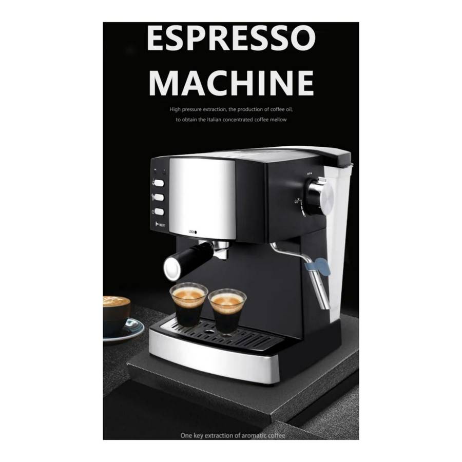 850W 15Bar Espresso Coffee Maker 1.6L With Filter Holder & Measuring Scoop