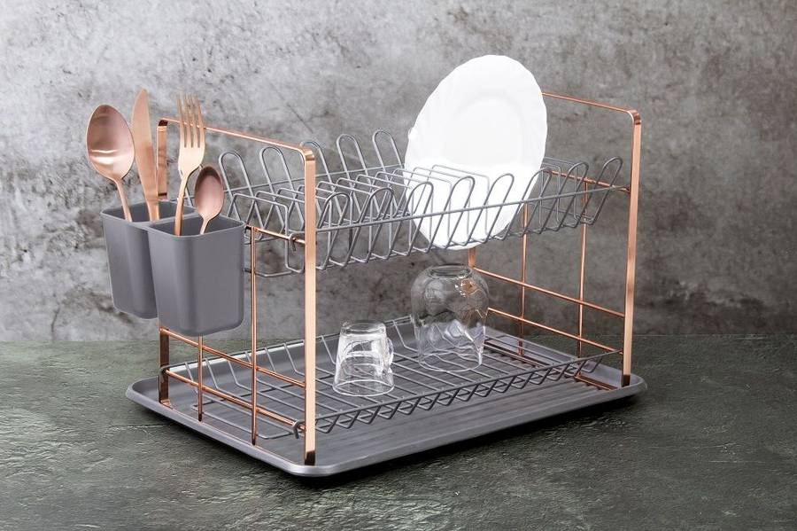 Berlinger Haus 48cm Stylish PP Dish Rack - Moonlight Collection (THE TRAY IS CRACKED)