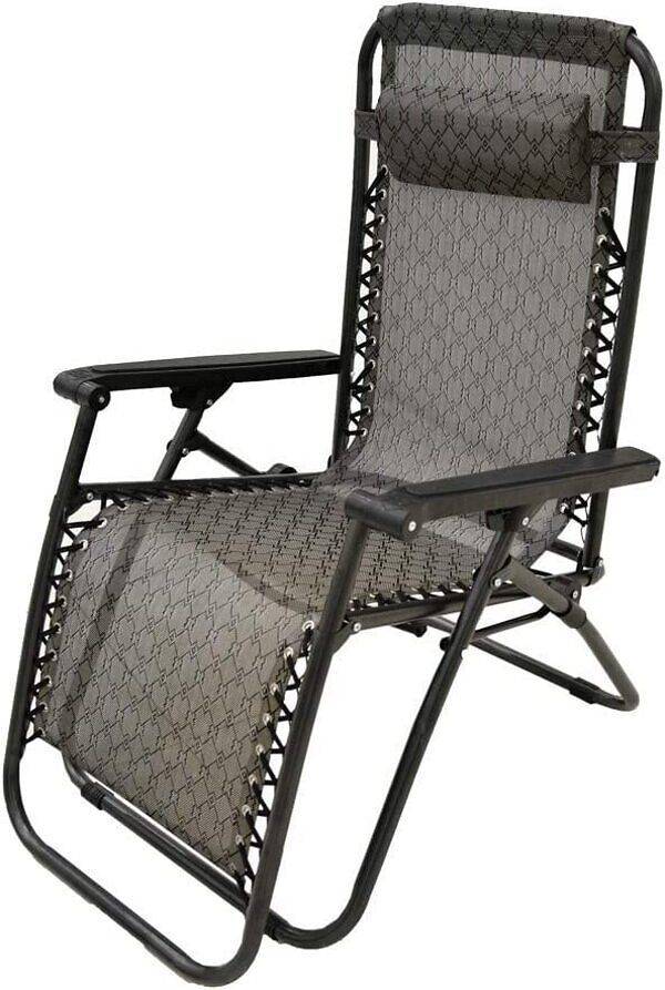 Recliner Folding Outdoor Suspension Chair - Black Chair, Brown Fabric