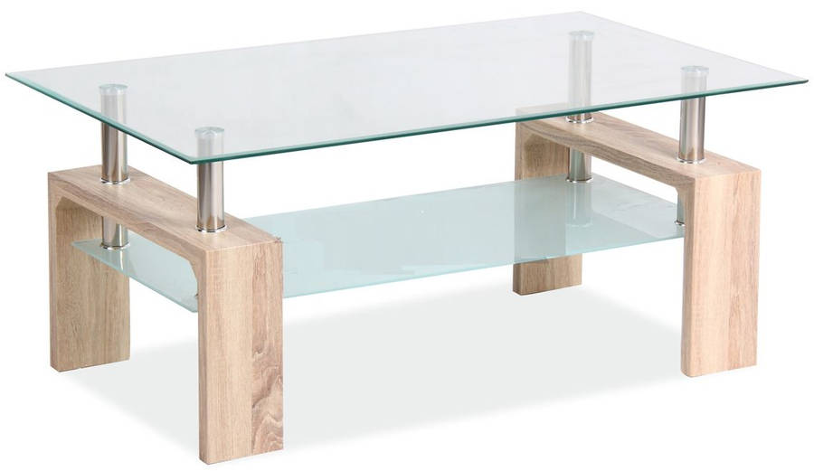 Modern two tier glass coffee table in Wenge, Oak or grey