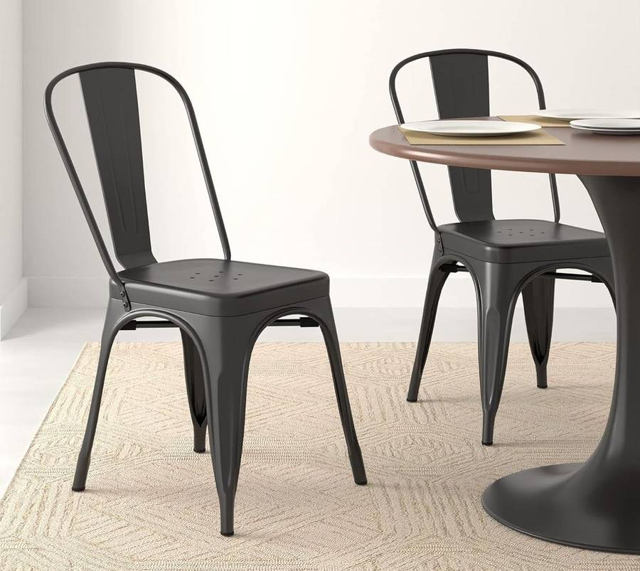 Metal stackable chair outdoor/indoor use- Black 2 pack