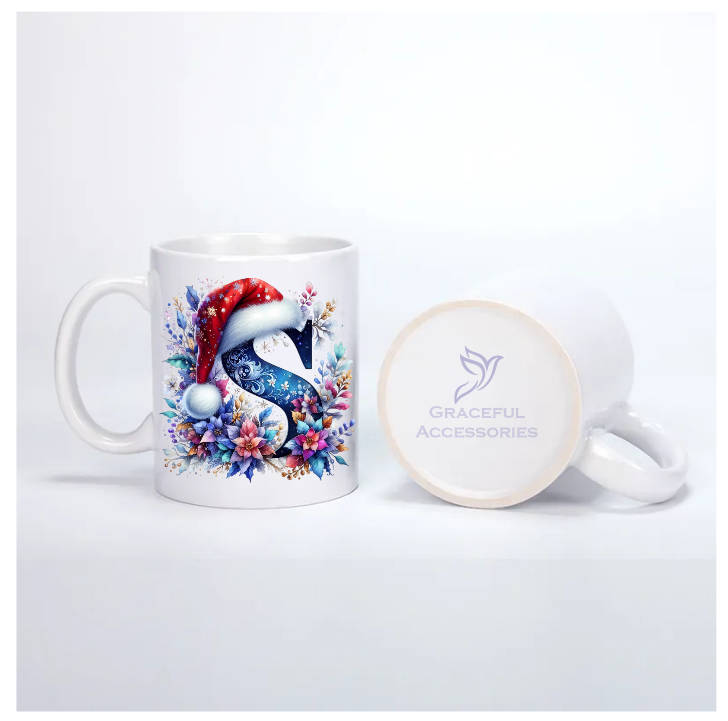 Christmas Monogram S Coffee Mug - Holiday Gift with Festive Design