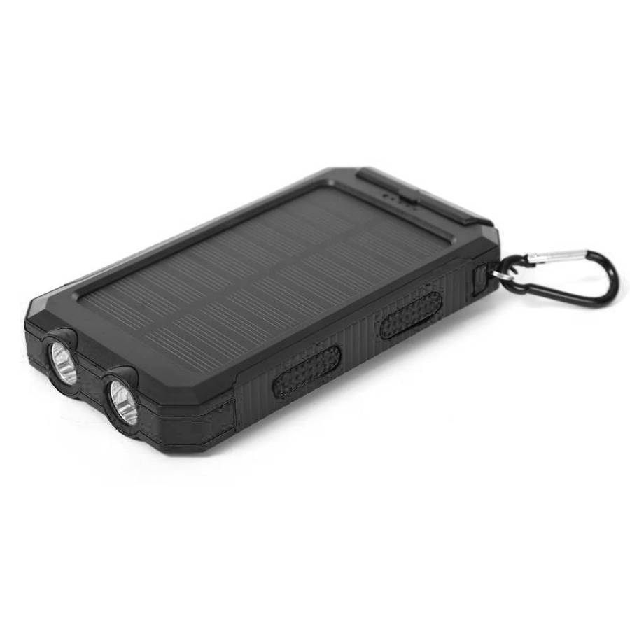 13000mAh Solar Powered Power Bank - Dual USB Output & Flashlight - Blue