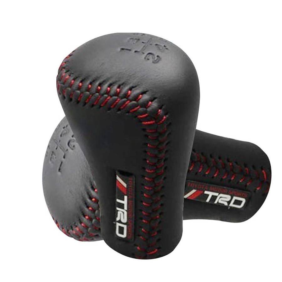 TRD Sports Leather Look Gear Knob (Black & Red)
