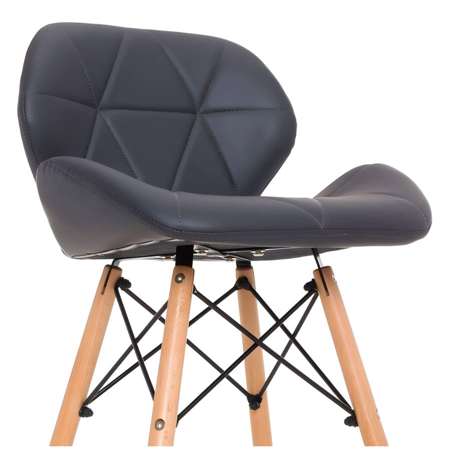 Set Of 2 Multi-Functional Butterfly Leather Dining Chair with Wood Legs