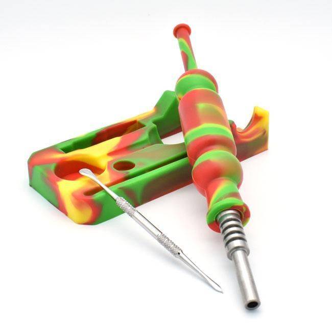Cannabis Dab Hash 20CM Silicone Nectar Collector Dab Rig Pipe 4 Piece Kit