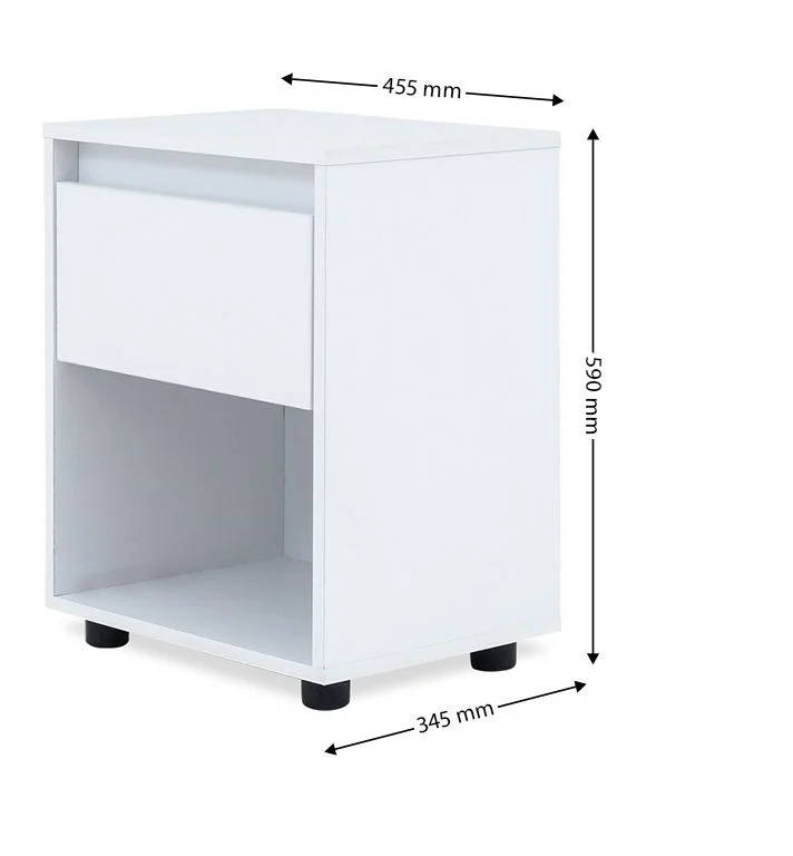 Nightstand End Table with Open Shelf-White or Oak
