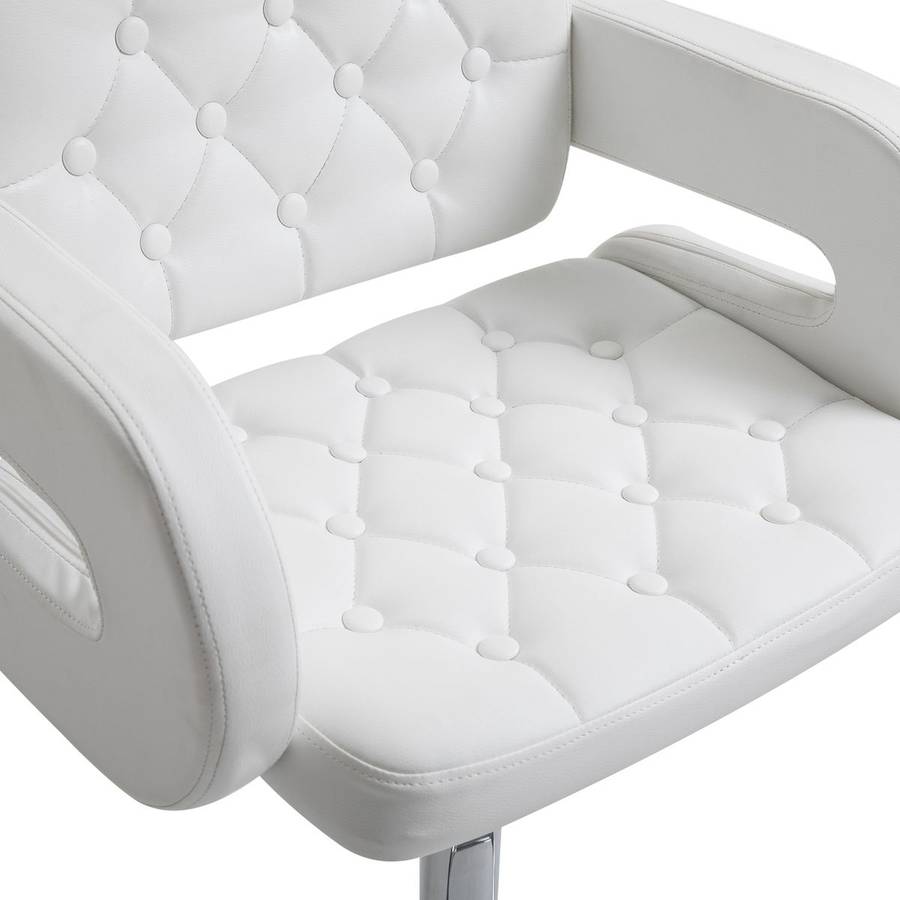 Bar Stools -Luxury Leather Barstools with Chrome Base - Set of 2 - White Colour