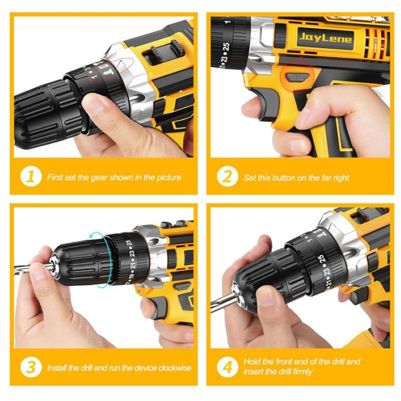 Cordless Electric Drill Set with 2 x 7500mAh Batteries