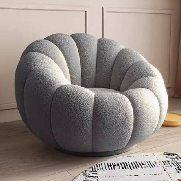 Modern Velvet pumpkin chair with matching ottoman-Grey, Orange or White