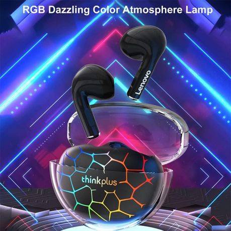 LENOVO - LP80 - RGB Lighting Transparent Design Wireless Earphones - Black