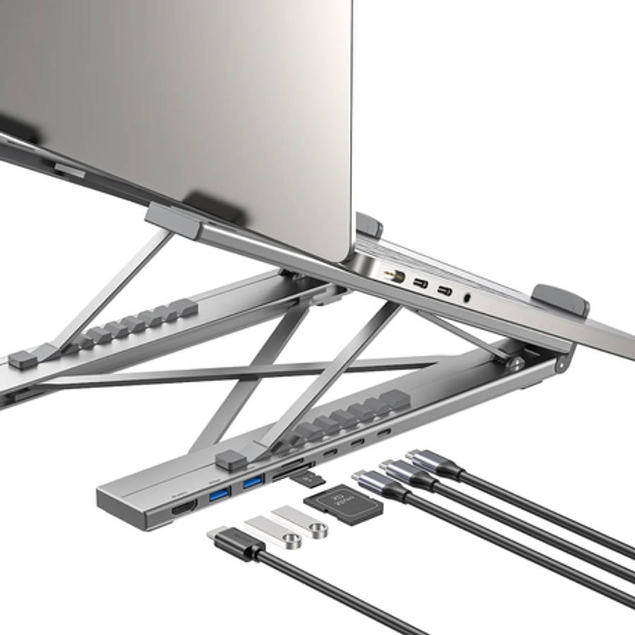 Unitek - USB-C Foldable Laptop Stand 7IN1 Replicator 100W Power Delivery - Unitek - USB-C Foldabl...