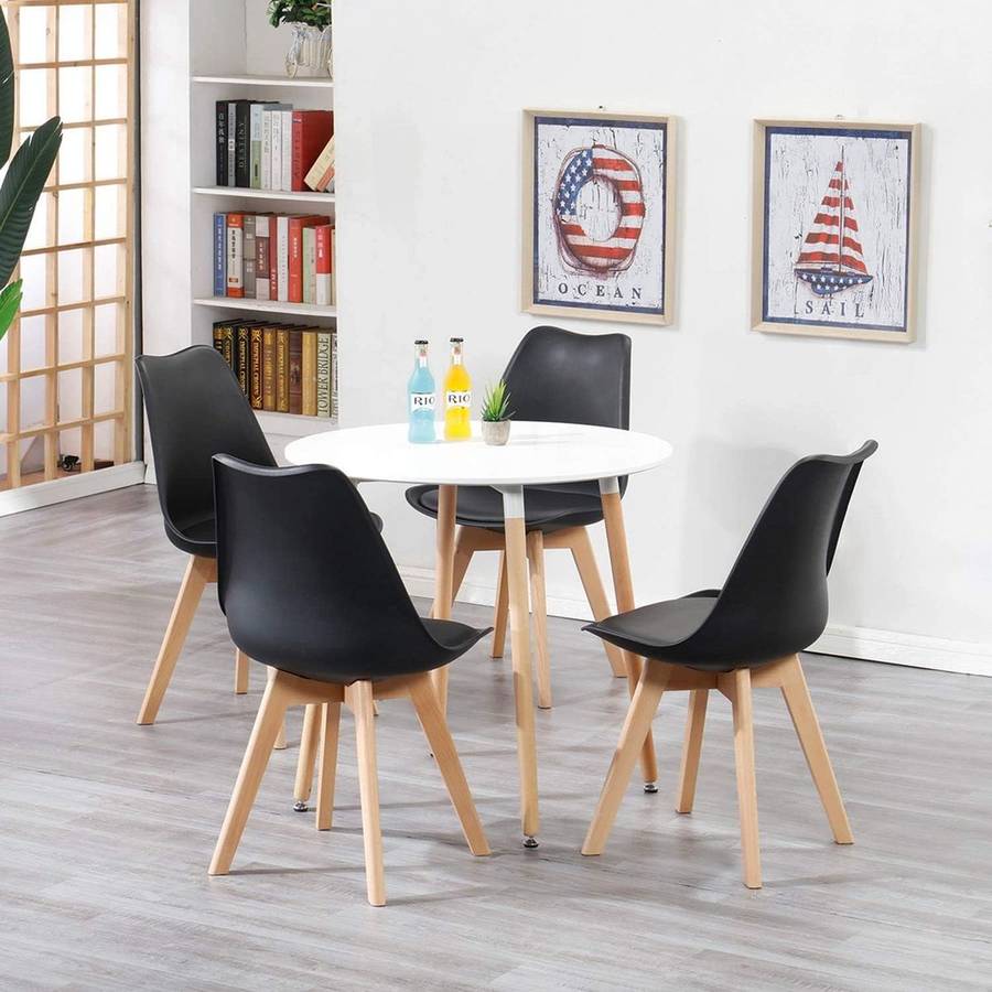 Modern and trendy padded chairs with wooden legs-8 Pack