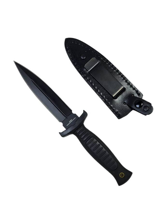 Dubble sided bladeTactical Boot Knife with Clip-on Leather Sheath