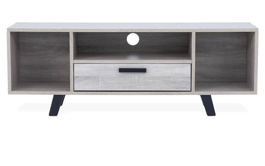 Modern TV Unit with Hinged Storage Door & Open Shelves - MDF Superwood -Napa