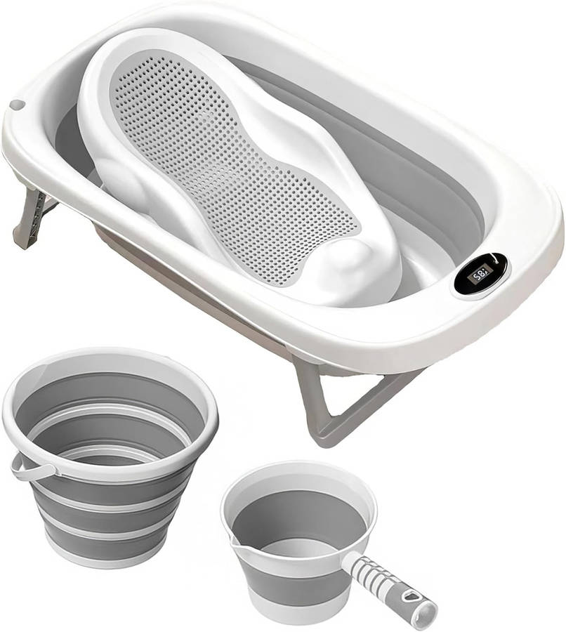 5 Piece New Born/Toddler Folding Bathtub Set