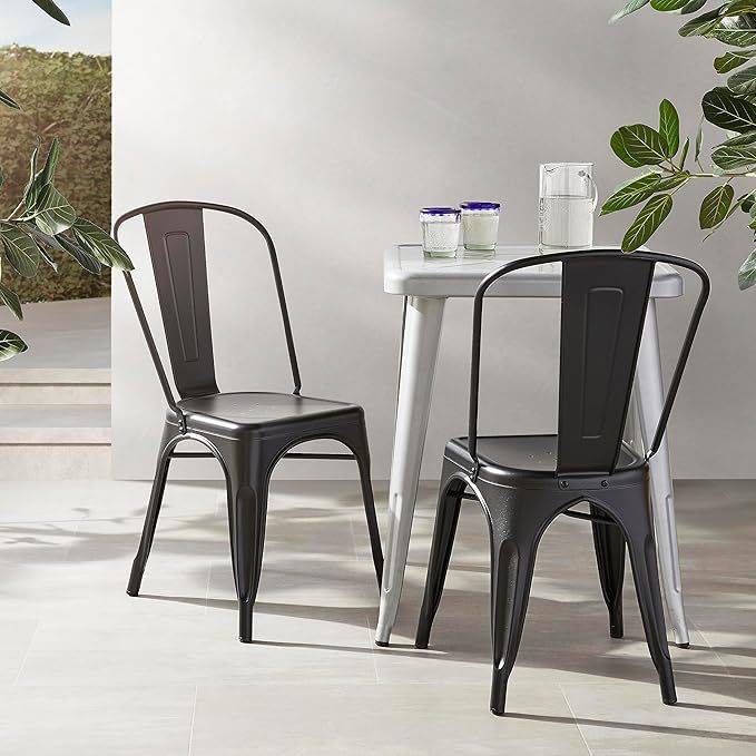 Metal stackable chair outdoor/indoor use- Black 2 pack