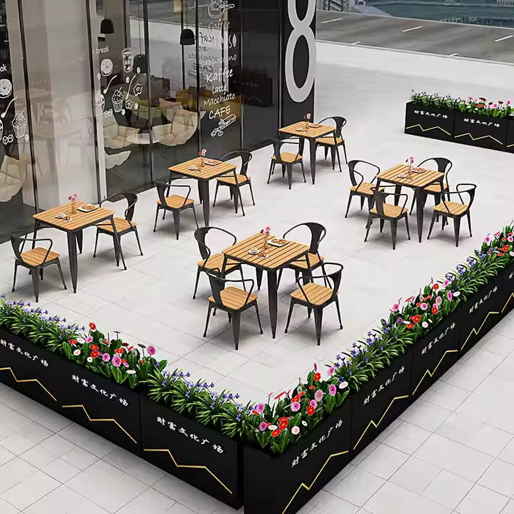Patio or Outdoor Dining Set Ty 012 Patio / Outdoor Dining Set - Wooden Top / Metal Frame -Black